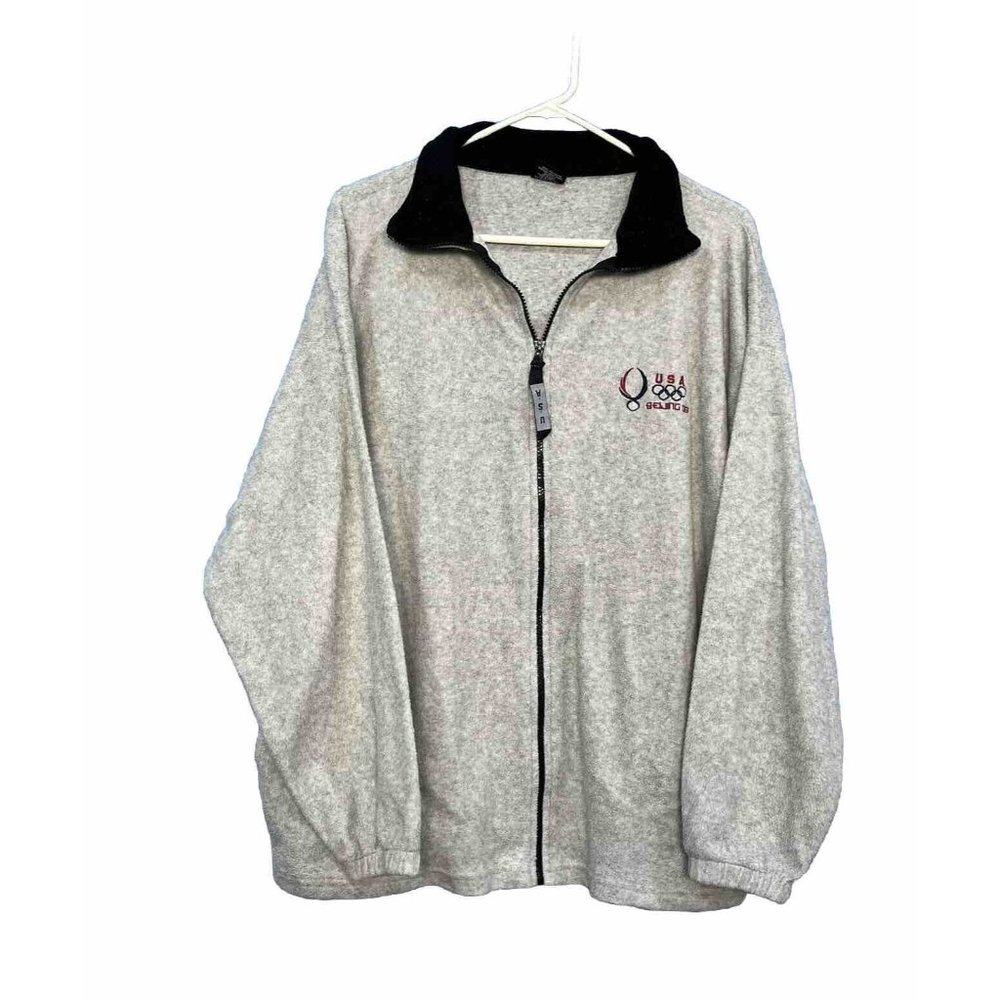 2008 Beijing Summer Olympics Embroidered Fleece Full Zip Sweatshirt Size XL